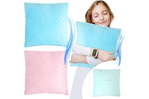 Kigley 2 Pack Vibrating Pillow Sensory Pillow for Kids Adults Pressure Activated 12 x 12 Massage with Textured Stimulation Bumps for Relieve Pain Stress Autistic Christmas Party Gifts(Blue, Pink)