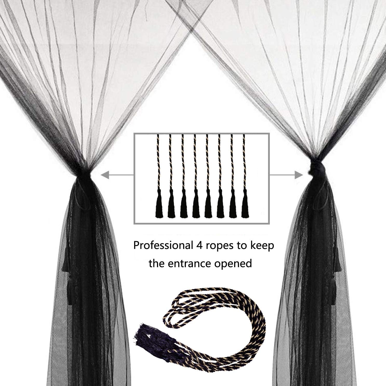 Mosquito NET for Bed Canopy, Four Corner Post Curtains Bed Canopy Elegant Mosquito Net Set, Stick Hook &Profession Rope for net, Screen Netting Canopy Curtains, Full/Queen/King/Black: Home & Kitchen