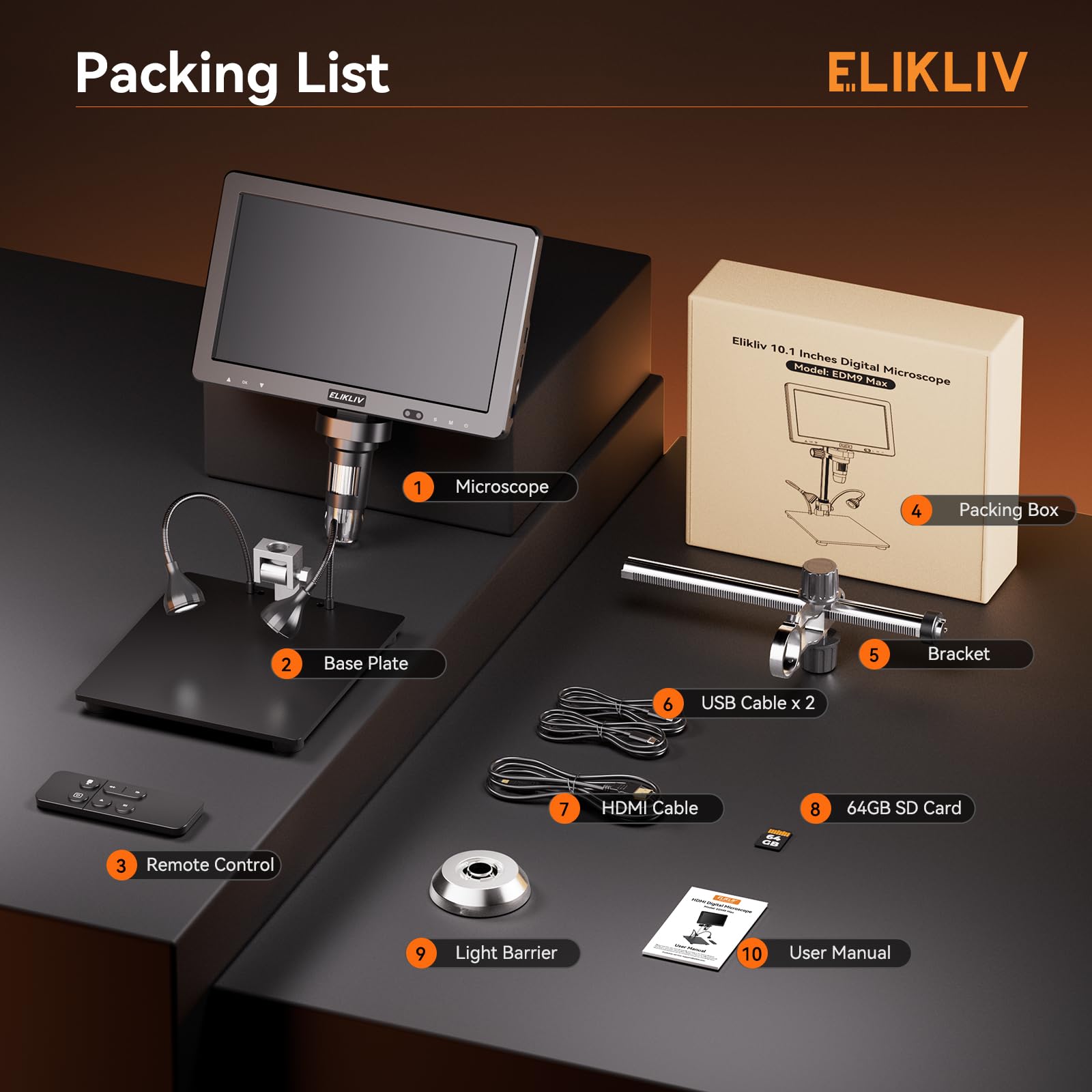 Elikliv EDM9 Max Digital Microscope: 20MP 10.1