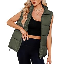 Century Star Army Green Puffer Vest for Women's