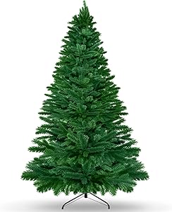 AODOOR 7.5ft Artificial Christmas Tree Unlit with Metal Stand,2106 Premium Hinged Branch Tips Home Offical Party Holiday Decor Ornaments