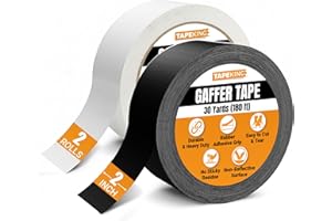 Tape King Gaffers Tape (Black & White) | 2 Inch Wide x 30 Yards Per Roll (180 Ft) Pro Gaff Tape | Durable Cloth Matte Black Tape with Strong Rubber Adhesive for Events, Cables, and Decorations (2 Pcs)