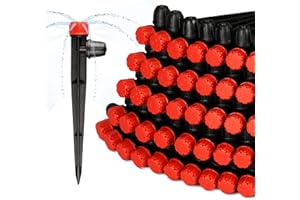 Gardrip 55 Pieces Drip Emitters Stream with Stake for 1/4" Irrigation Tubing: Adjustable 360 Degree Water Flow Irrigation Universal Sprayer Drip Pipe Sprinklers Fittings for Garden Watering System