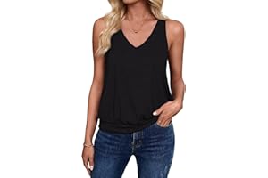 Sialois Womens Tank Tops Casual V Neck Sleeveless Summer Spring Clothes Loose Fit Cute Outfit Basic Cami 2025 Fashion Shirts