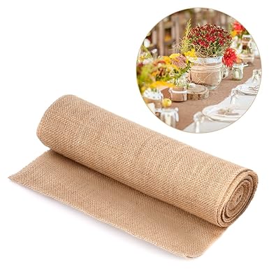Vintage Natur Stil Leinen Sackleinen Stoff Sackleinen Tischläufer für Handwerk Stuhl Weihnachten Hochzeit Dekoration(30x500cm