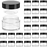 1oz Glass Jar with Lid,Hoa Kinh 40Pack Clear Cosmetic Glass Jars with Lids | Travel Jars with Inner Liners and Black Lids for Storing Lip and Body Scrub, Lotion, Body Butter, Bath Salts, Liquid