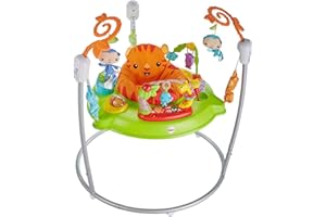 Fisher-Price Baby Bouncer Tiger Time Jumperoo Musical Activity Center with Lights Sounds & Developmental Toys