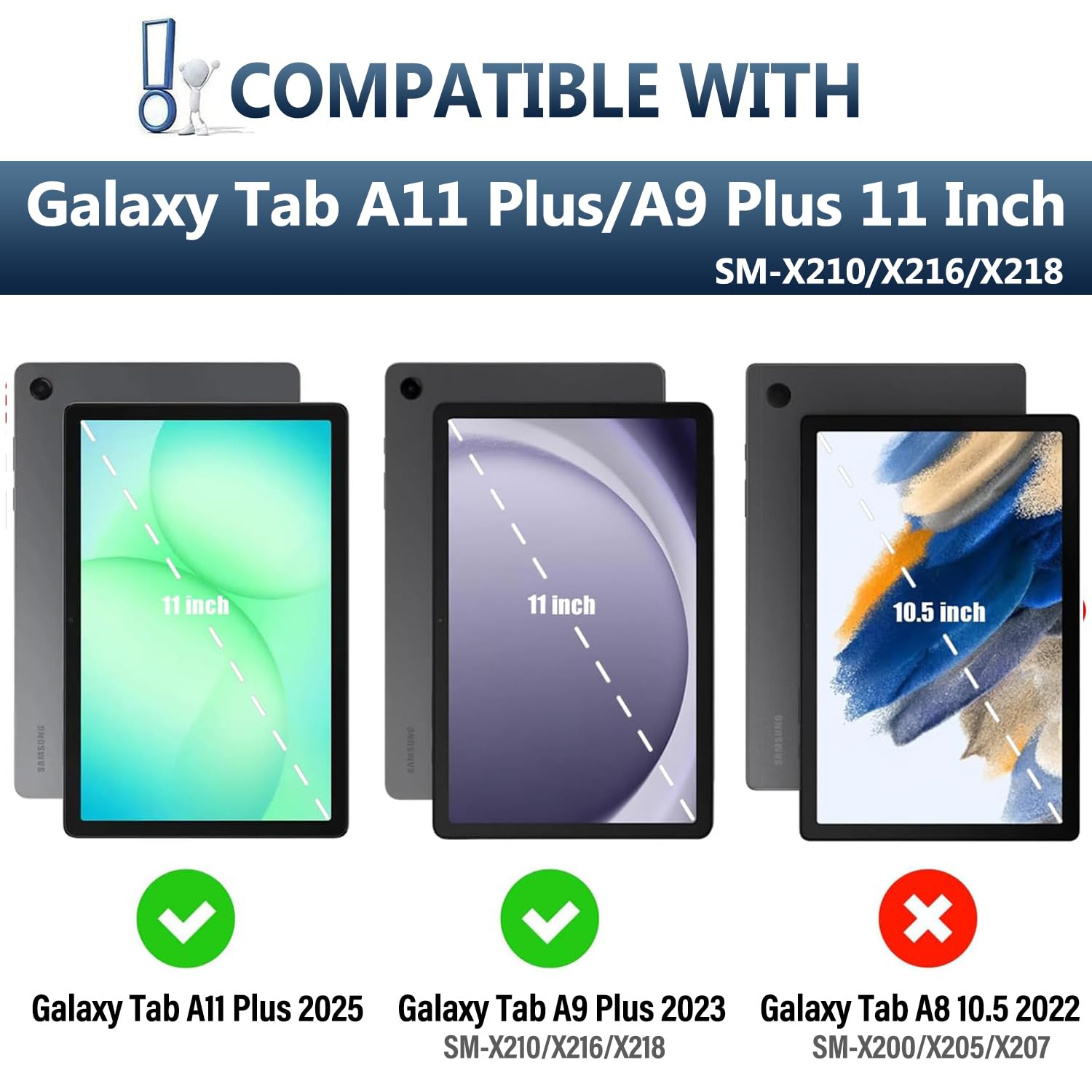 Condition photo showing New/Like New for backlit touchpad keyboard case for samsung galaxy tab a11+ plus/a9+ plus 11 inch, 7 colors backlight