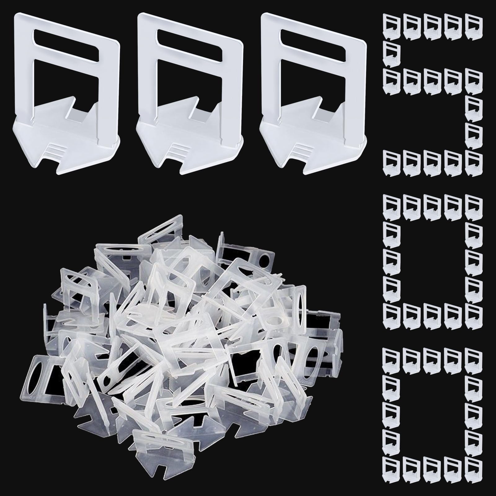 ToKinCen 500 pcs Tile Spacer Clips，Tile Leveling System 2mm Tiles Leveler Spacers for Professional Ceramic Tile Installation Tiling Tools Spacers Plastic Clips for Wall Floor 2mm