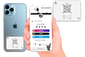 QRLYNK NFC Business Card - Back Phone Card - Digital Business Card, Bio Link, URL redirect - Tap NFC & QR Code - iPhone & Android - No Subscription (White)