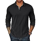 COOFANDY Mens Long Sleeve Polo Shirts Classic Casual Button Polo Tee Lightweight Collared Golf Shirt