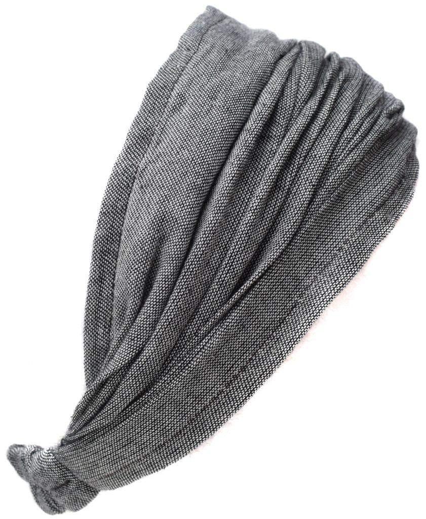 Gheri Cotton Elastic Hippie Bohemian Bandana Headband Plain Light Grey