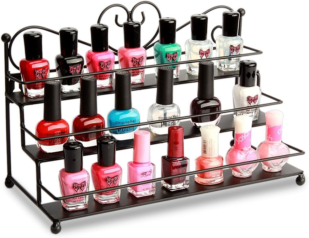 P&B Nagellackständer Aus Metall – 8 Etagen, Weiß, Ca. 39,5x34x38 Cm – Für Bis Zu 80 Flaschen