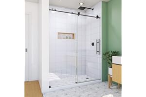 DreamLine Enigma-X 56-60 inch W x 76 inch H Frameless Sliding Shower Door in Matte Black