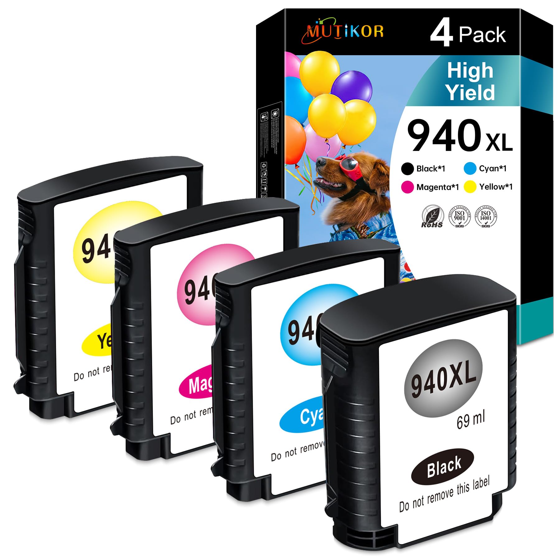 Photo 1 of Compatible 940XL Ink Cartridge Replacement for HP 940 XL 940 Ink Tank Work for Officejet Pro 8000 8500 8500A 8500A Plus Printer and A809a A811a A909a A909g A909n A910a A910g A910n (4-Pack BK/C/M/Y)