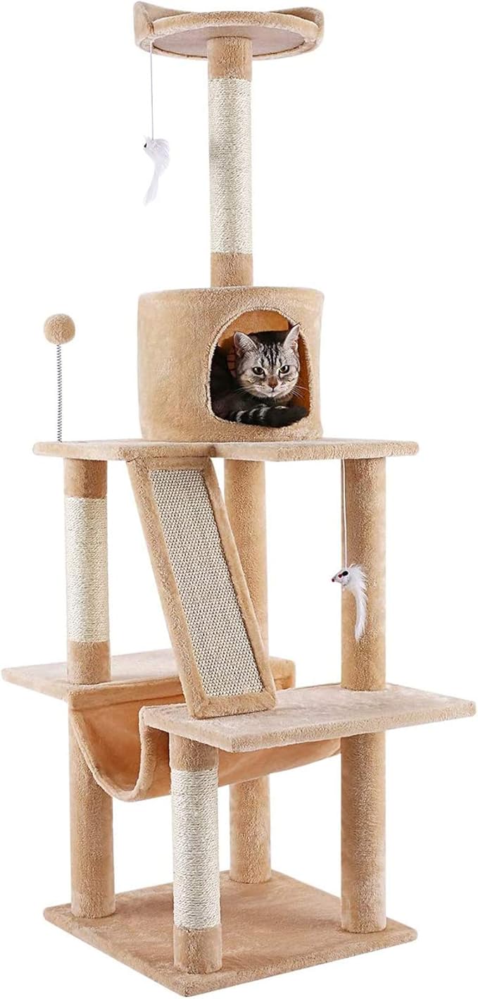 Amazon Petoru キャットタワー 猫タワー 据え置き 大型猫 多頭飼い 爪とぎ 猫ハウス ストレス解消 ネコの遊園地 安定性抜群 頑丈耐久 天然サイザル 省スペース おしゃれ ネコタワー Petoru キャットタワー 通販