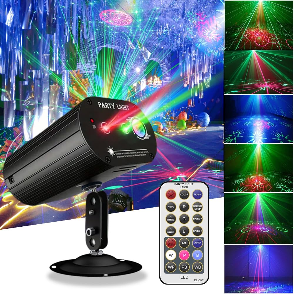 Party Lights,Dj Disco Lights,RGB LED Strobe Light Sound Activated Laser Lights Stage Lights Projector with Remote Control for Gift Parties Decorations Christmas Halloween Club Karaoke KTV Bar Dances