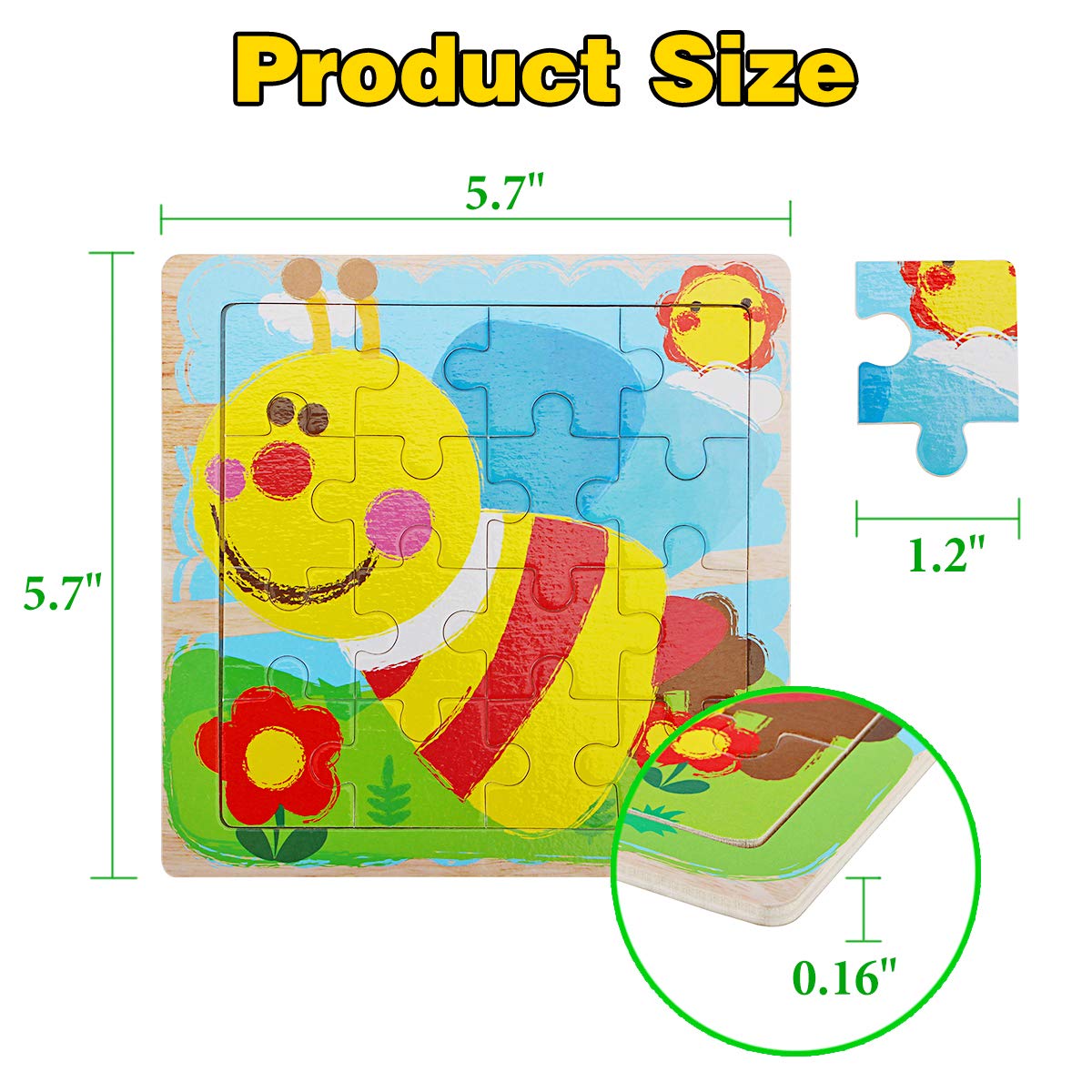Wooden Jigsaw Puzzles for Kids Ages 35, Wooden Puzzles for Toddler Children Preschool