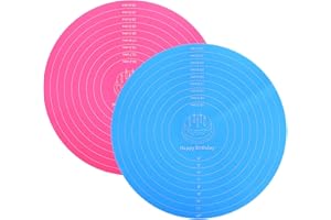 2pcs 30cm/12in Silicone Cake Mats, Round Cake Measurement Mat Non-Stick & Reusable Baking Pads for Making Cakes Macarons Past