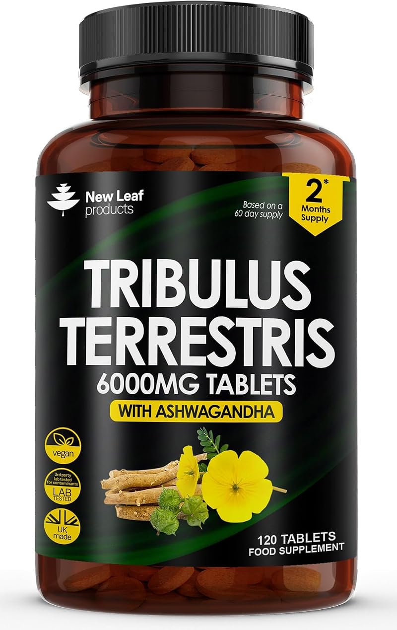 New Leaf Tribulus Terrestris 6000mg Ashwagandha 120 Tablets UK Made