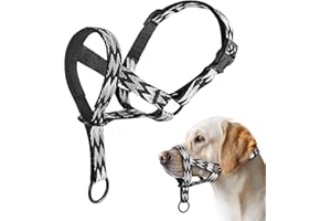 wintchuk Gentle Dog Head Collar, No Pull Padded Halter for Walking, Fashionable Stripes Training Muzzle for Small Medium Large Dogs(L)