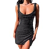 BIRENEROBE Women's Sparkly Prom Dress Spaghetti Straps Short A-line Cocktail Dresses Sequin Backless Party Dress LZY803