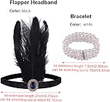ELECLAND 10pc 1920s Flapper Accessories Set Women Gold Apricot Headband Gloves view 5