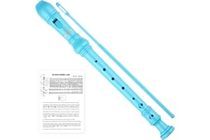 YONTY Soprano Recorder 8-Hole Instrument for Kids Beginners, German Style C Key Kids Flute with Cleaning Rod & Case Bag for School Education Home Entertainment - Light Blue