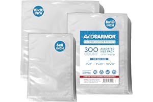 Avid Armor – Chamber Machine Pouches 3.5mil, Pre-Cut Chamber Vacuum Sealer Bags, Heavy Duty Seal Pouch, BPA-Free Chamber Sealer, Assorted Size Pack, 6"x8", 8"x10", 10"x10" - Pack of 300