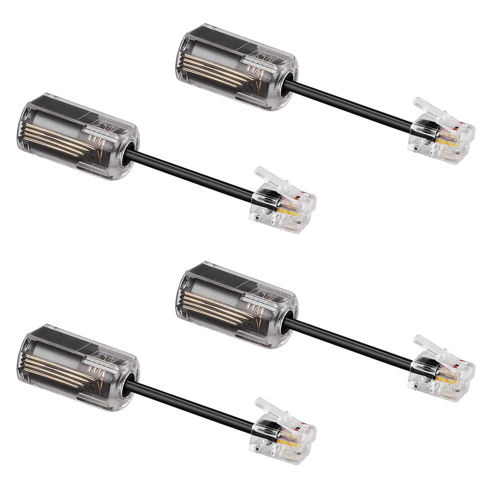 Uvital Telephone Cord Detangler, Anti-Tangle Telephone Handset Cable 360 Degree Rotating Landline Swivel Cord Untangler Black (4 Pack)