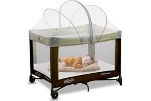 JIANGCHA Pack and Play Cover - Mosquito Net Cover for Pack n Play/Travel Crib/Mini Crib/Playpen to Keep Cats Out - Breathable Baby Mosquito Net with 2-Way Zipper (White-Large)