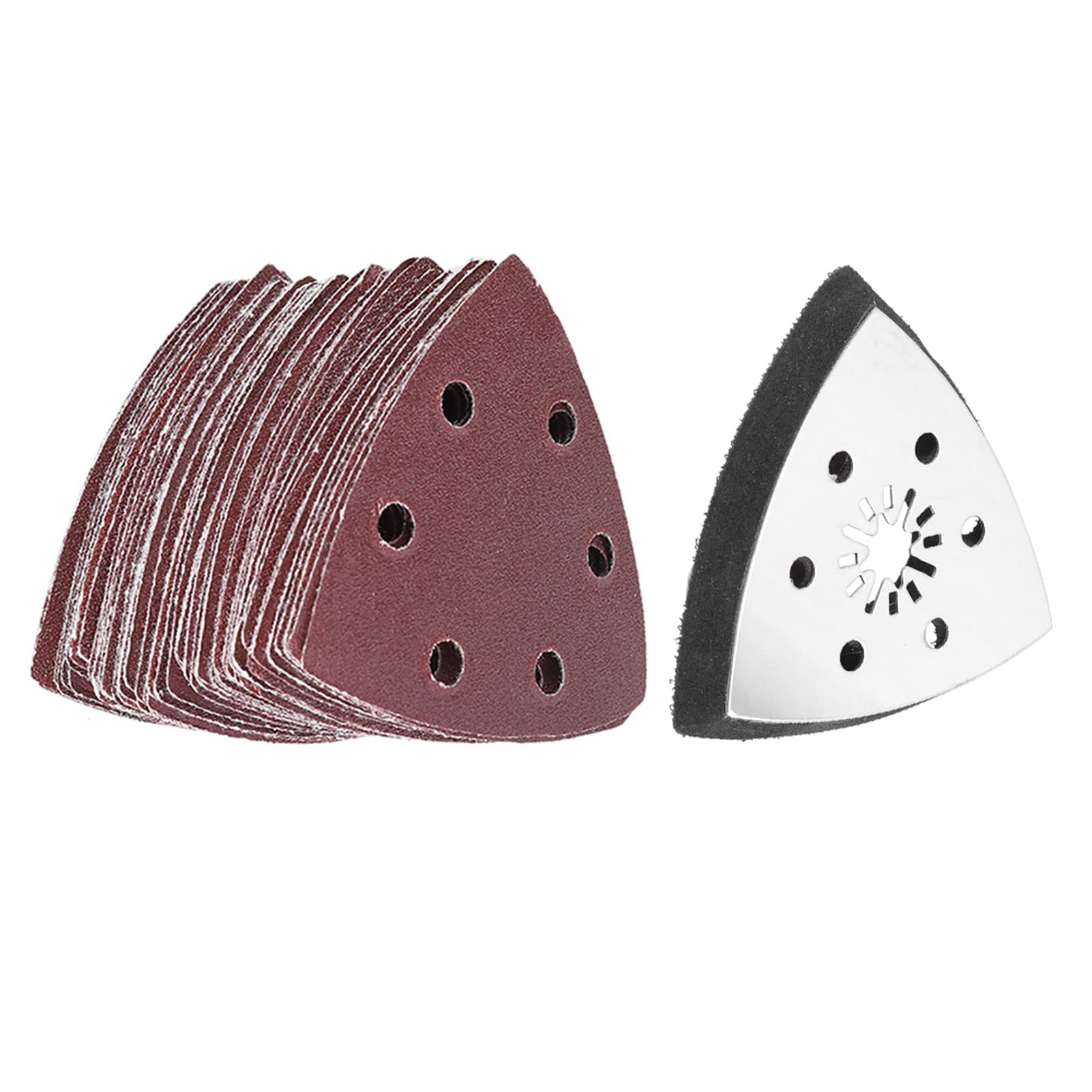 Yctze 90mm Oscillating Multi-Tools 6 Holes Sanding Pad with 61 Sand Paper Set, Compatible with Silverline, Ferrex &