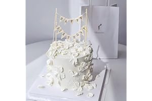 HAZYORE Happy Birthday Cake Topper, Birthday Cake Bunting Topper Cake Topper Garland Handmade Food-Grade Safe Gender Neutral Party Decorations