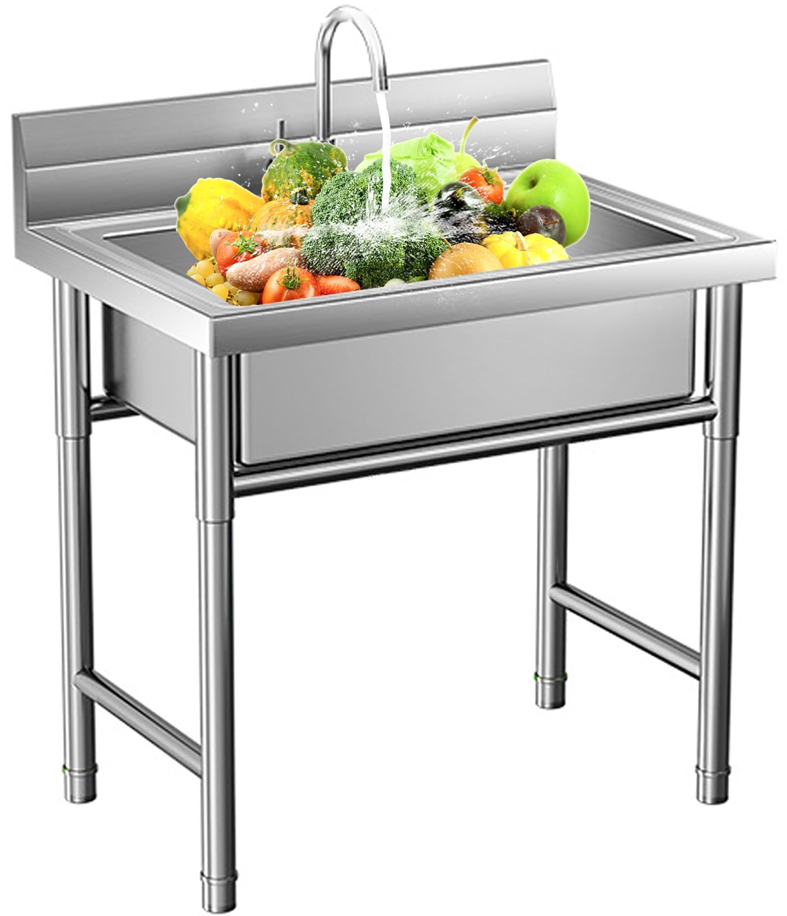 Photo 1 of Stainless Steel Kitchen Sink Portable Outdoor Laundry & Utilit Single Bowl Freestanding Utility Commercial Garage Sinks (20 Inch)