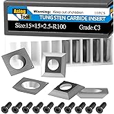 Asieg Tool 15x15x2.5mm-R100 Tungsten Carbide Cutter Inserts Knives Blade with 4" Face Radius fit for Woodworking Helical Planer Head DIY Wood Lathe Turning Rougher Tools 10pcs