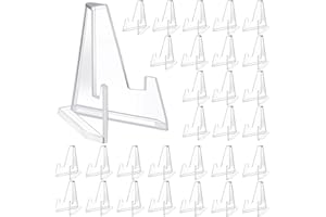 Display Stand, 30 pack Mini Clear Card Stands, Coin Display Holder Easel for Coins, Trading Cards, CDs, 2.13 Inch Tall