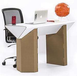 Cardboard Computer Desk for Home Office– 47” Writing Laptop Table made of Recyclable Water Resistant Cardboard for Bedroom and Small Spaces – Eco-friendly Modern Study Tables - Sturdy and Long Lasting