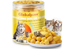 GLOBALPAW Premium Freeze-Dried Quail Egg Yolks - All-Natural Snack for Cats and Dogs, 100% Pure Quails Yolk Ingredients Pet Treats, Supports Growth with Protein & Iron, Crispy, Nutrient-Dense (S, Quail)