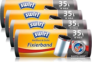 Swirl Fixierband-Müllbeutel, 35 Liter, 4 Rollen mit je 10 Beuteln, Anthrazit