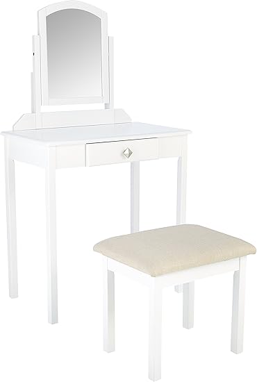Amazon Com Amazonbasics Classic Compact Vanity Table Set With