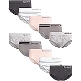 Reebok Hipster Panties for Women - 10 Pack Stretch Performance Seamless Underwear with Relaxed Tagless Waist (Sizes: S-XL)