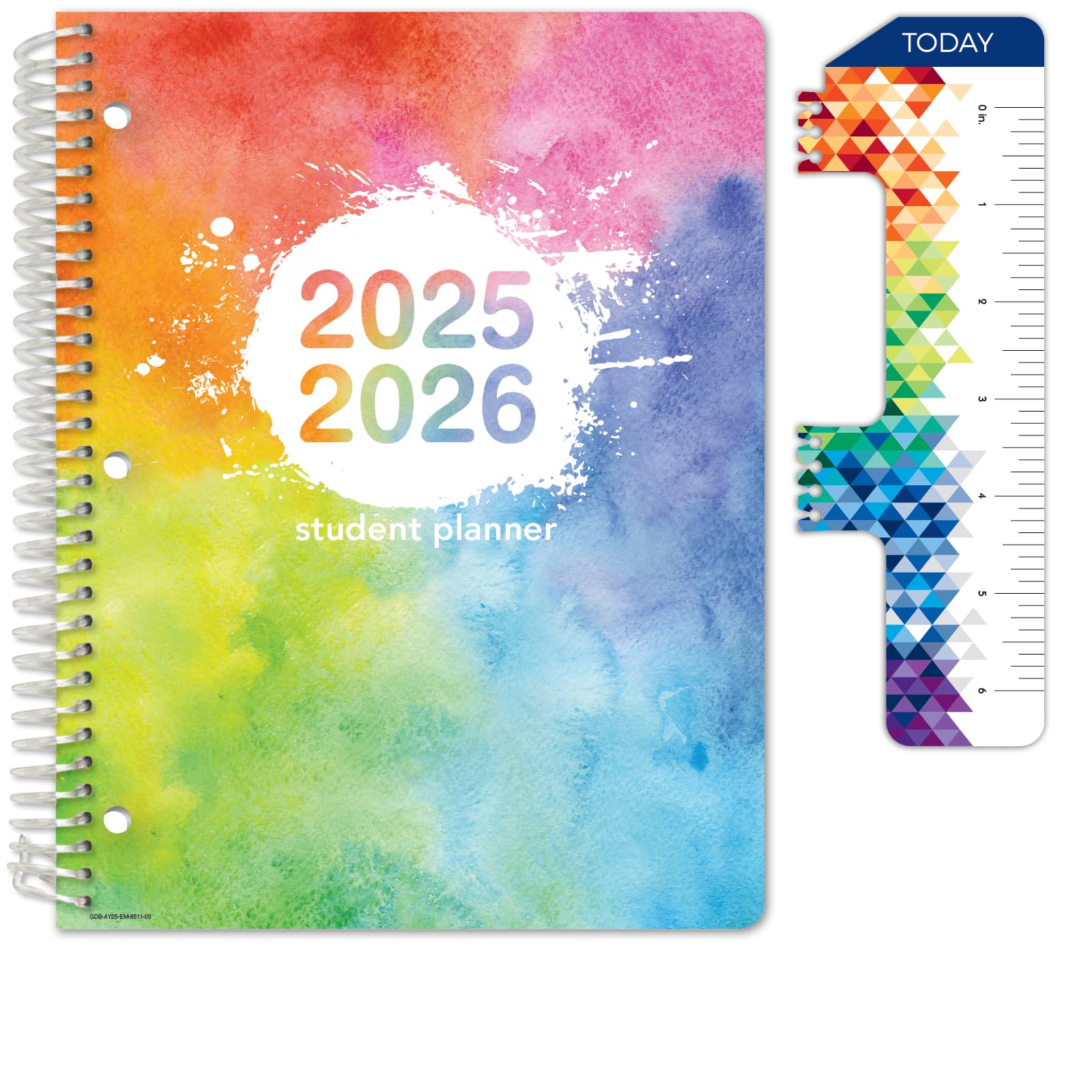 Photo 1 of Global Datebooks 2025-2026 Elementary Student Planner 8.5x11 - Dated Weekly & Monthly Academic Planner (Large) with Ruler/Bookmark & Stickers, Ideal for Homework, Matrix Style, Watercolors