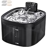 Cat Water Fountain Cordless: Battery Operated 118oz/3.5L Pet Water Fountain for Cats Indoor with Motion Sensor, Wireless Cat Drinking Fountains with Stainless Steel Tray, Rechargeable (2Filters)