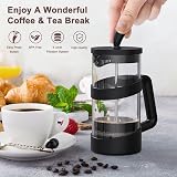RAINBEAN French Press 2 Cup Cafetiere Borosilicate Glass 0.35L Triple Filter view 2