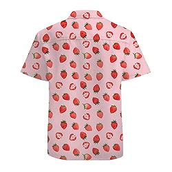 Strawberry Pink Mens Funny Hawaiian Shirts 3D