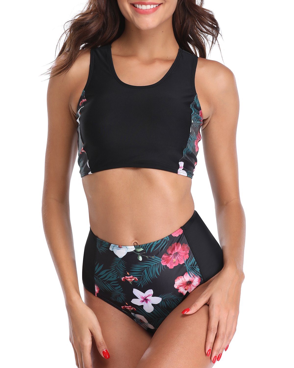 high neck and high waisted bikini