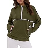 ZAFUL Womens Sweatshirts with Contrast stitch 1/4 Zip Pullover 2025 Stand Collar Hoodies for Fall Winter