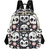 ALAZA Skull Floral Small Backpack Purse for Women Travel Bag Lightweight Shoulder Bag Fashion Daypack