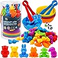 NAODONGLI Counting Color Sorting Toys Animals Matching Games with Rainbow Bowls,Preschool Learning Educational Montessori Sensory Training Activities Toys Easter Gift for 3 4 5 Year Old Toddlers