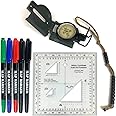 Land Nav Kit with Lensatic Compass, Protractor, Pace Counter & Map Markers